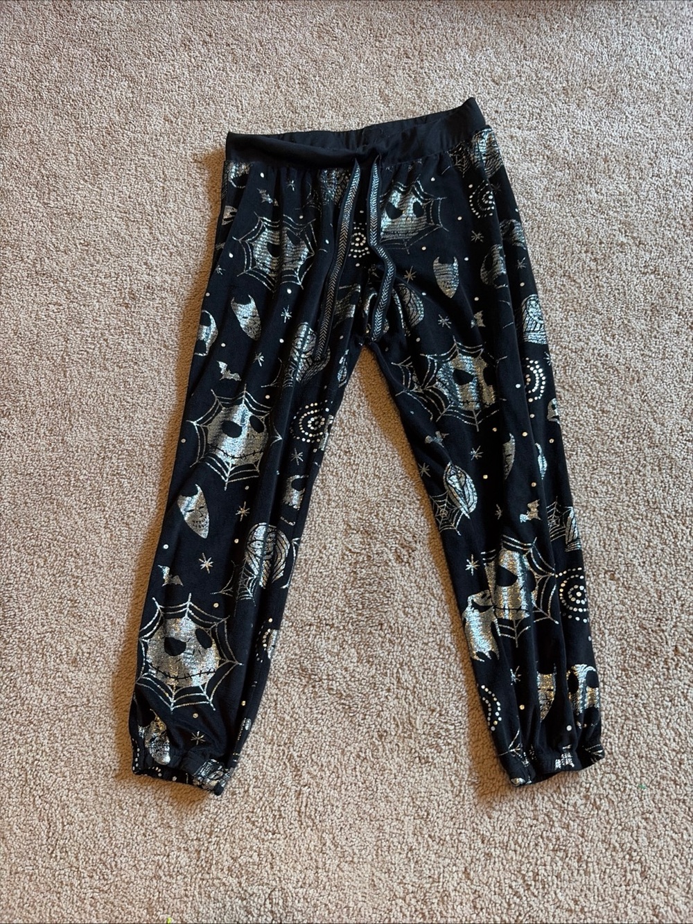 Disney The Nightmare Before Christmas M Velour Jogger Pants Womens Black/Silver